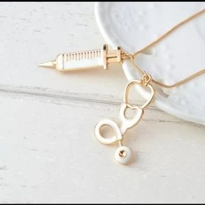 Stethoscope & Injector Pendant Necklace